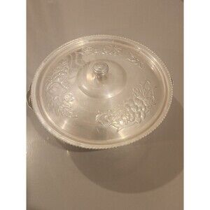 Nasco Italy Vintage Hammered Aluminum Covered Bowl Grapevine Fruit Etched